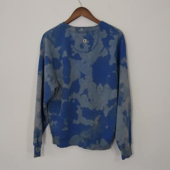 Upcycled Bleached Tye Dye Blue Duke Sweatshirt M - Picture 3 of 7
